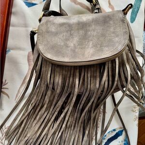 Sole Society Gray Fringe Crossbody Bag Boho Style